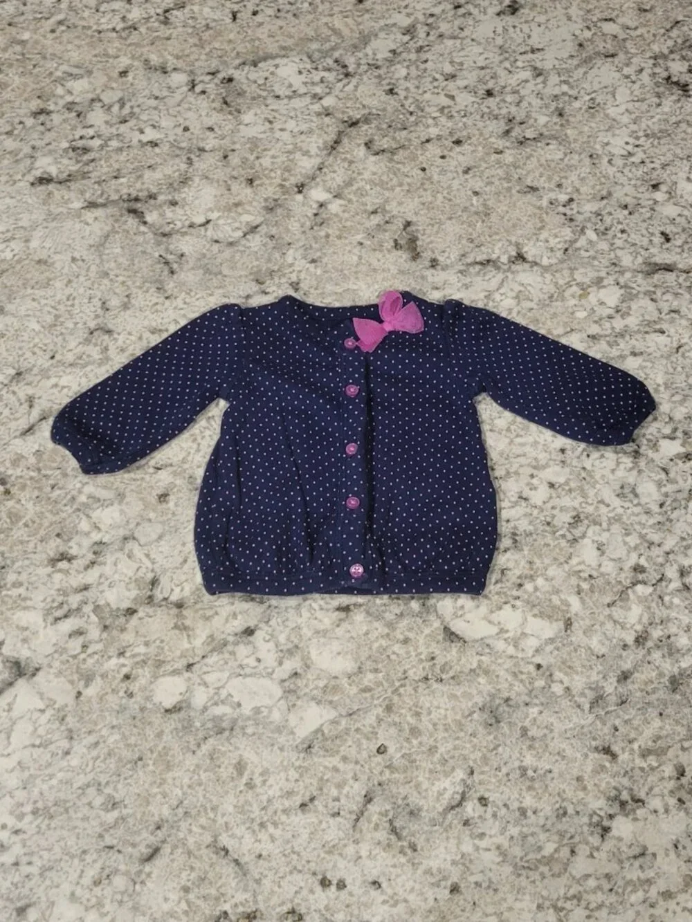 Carter's Just One You NB Navy Pink Polka Dot Cardigan Sweater Baby Girl Bow